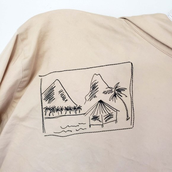 Hearts Of Palm Women's Tan Embroidered Button Down Lightweight Jacket Coat - Picture 11 of 16